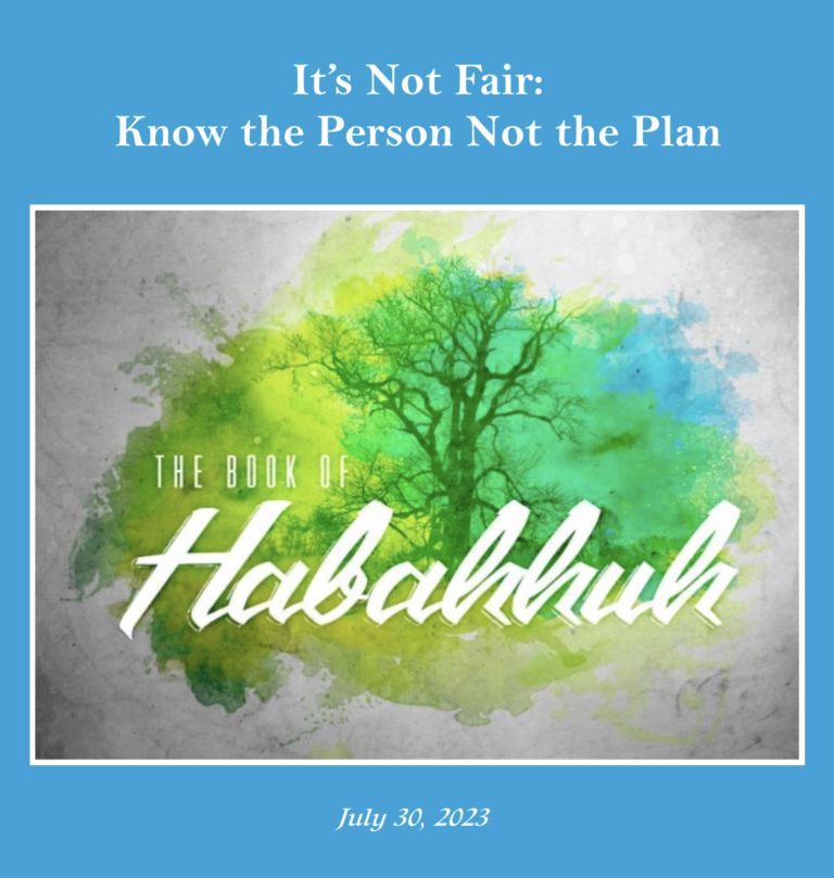 Know the Person Not the Plan